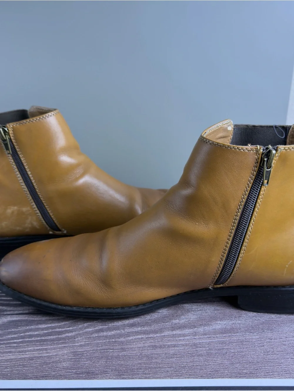 Alfani Platinum Caleb Chelsea Boots Tan Leather Side Zip Men’s Size 10 w/ Box